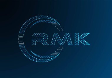 RMK low poly letter logo vector design. RMK lower poly logo design. Low poly logo.