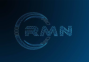 RMN low poly letter logo vector design. RMN lower poly logo design. Low poly logo.