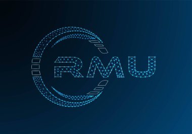 RMU low poly letter logo vector design. RMU lower poly logo design. Low poly logo.
