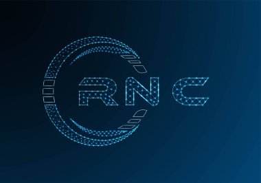 RNC low poly letter logo vector design. RNC lower poly logo design. Low poly logo.