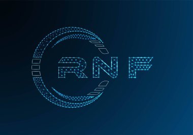 RNF low poly letter logo vector design. RNF lower poly logo design. Low poly logo.