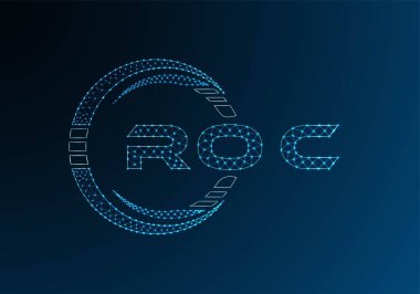 ROC low poly letter logo vector design. ROC lower poly logo design. Low poly logo.