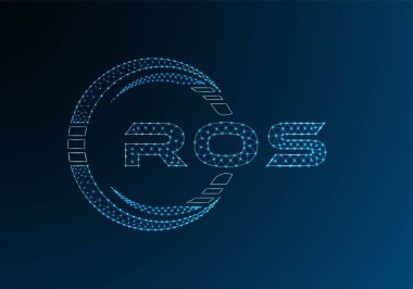 ROS low poly letter logo vector design. ROS lower poly logo design. Low poly logo.
