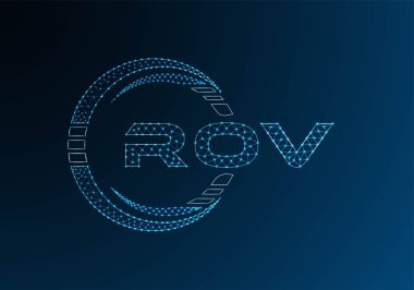 ROV low poly letter logo vector design. ROV lower poly logo design. Low poly logo.