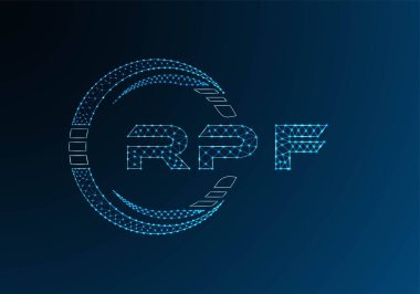 RPF low poly letter logo vector design. RPF lower poly logo design. Low poly logo.