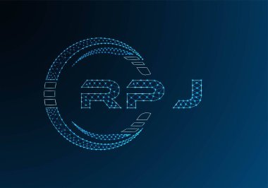 RPJ low poly letter logo vector design. RPJ lower poly logo design. Low poly logo.