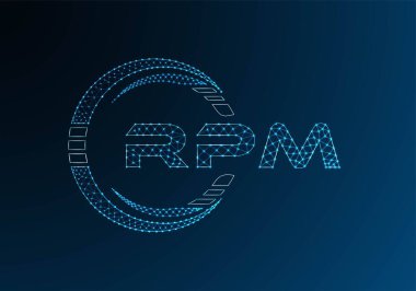 RPM low poly letter logo vector design. RPM lower poly logo design. Low poly logo.