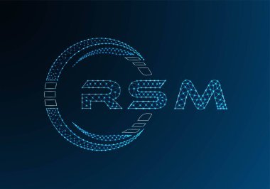 RSM low poly letter logo vector design. RSM lower poly logo design. Low poly logo.