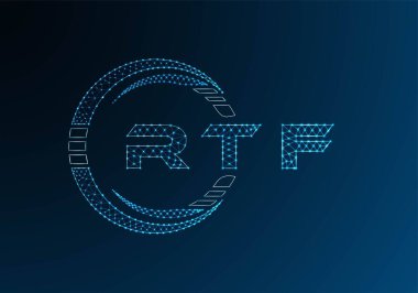 RTF low poly letter logo vector design. RTF lower poly logo design. Low poly logo.