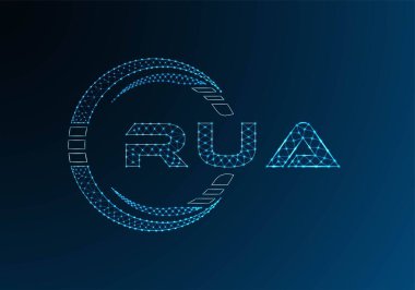RUA low poly letter logo vector design. RUA lower poly logo design. Low poly logo.