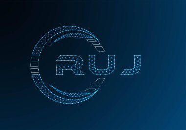 RUJ low poly letter logo vector design. RUJ lower poly logo design. Low poly logo.