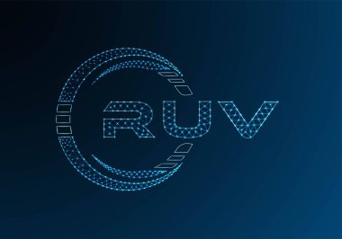 RUV low poly letter logo vector design. RUV lower poly logo design. Low poly logo.