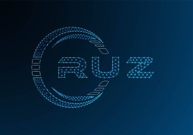 RUZ low poly letter logo vector design. RUZ lower poly logo design. Low poly logo.