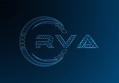 RVA low poly letter logo vector design. RVA lower poly logo design. Low poly logo.