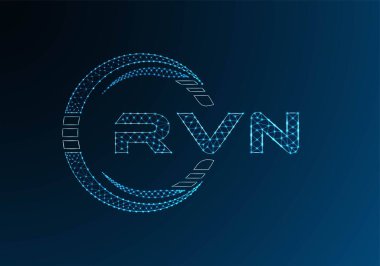 RVN low poly letter logo vector design. RVN lower poly logo design. Low poly logo.