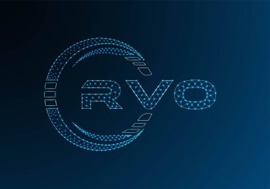 RVO low poly letter logo vector design. RVO lower poly logo design. Low poly logo.
