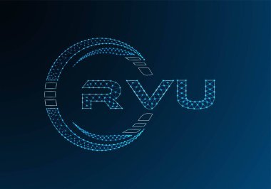 RVU low poly letter logo vector design. RVU lower poly logo design. Low poly logo.