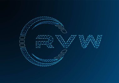 RVW low poly letter logo vector design. RVW lower poly logo design. Low poly logo.