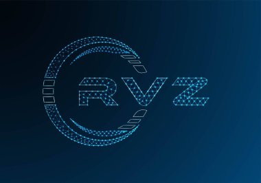 RVZ low poly letter logo vector design. RVZ lower poly logo design. Low poly logo.