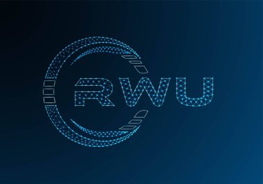 RWU low poly letter logo vector design. RWU lower poly logo design. Low poly logo.
