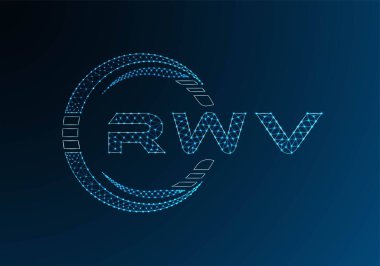 RWV low poly letter logo vector design. RWV lower poly logo design. Low poly logo.