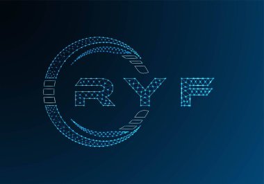 RYF low poly letter logo vector design. RYF lower poly logo design. Low poly logo.