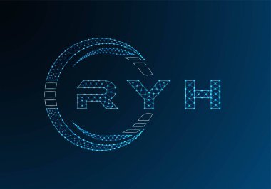 RYH low poly letter logo vector design. RYH lower poly logo design. Low poly logo.