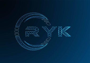 RYK low poly letter logo vector design. RYK lower poly logo design. Low poly logo.
