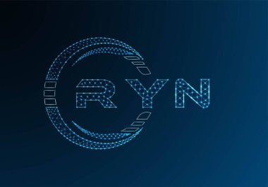 RYN low poly letter logo vector design. RYN lower poly logo design. Low poly logo.