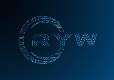 RYW low poly letter logo vector design. RYW lower poly logo design. Low poly logo.