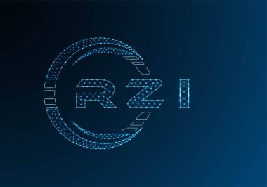 RZI low poly letter logo vector design. RZI lower poly logo design. Low poly logo.