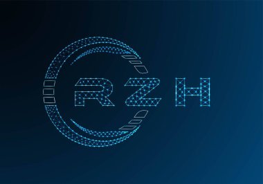 RZH low poly letter logo vector design. RZH lower poly logo design. Low poly logo.
