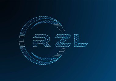 RZL low poly letter logo vector design. RZL lower poly logo design. Low poly logo.