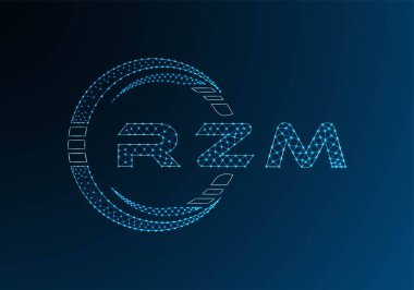 RZM low poly letter logo vector design. RZM lower poly logo design. Low poly logo.