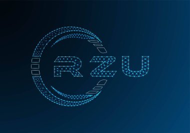 RZU low poly letter logo vector design. RZU lower poly logo design. Low poly logo.