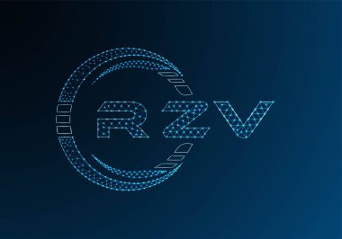 RZV low poly letter logo vector design. RZV lower poly logo design. Low poly logo.