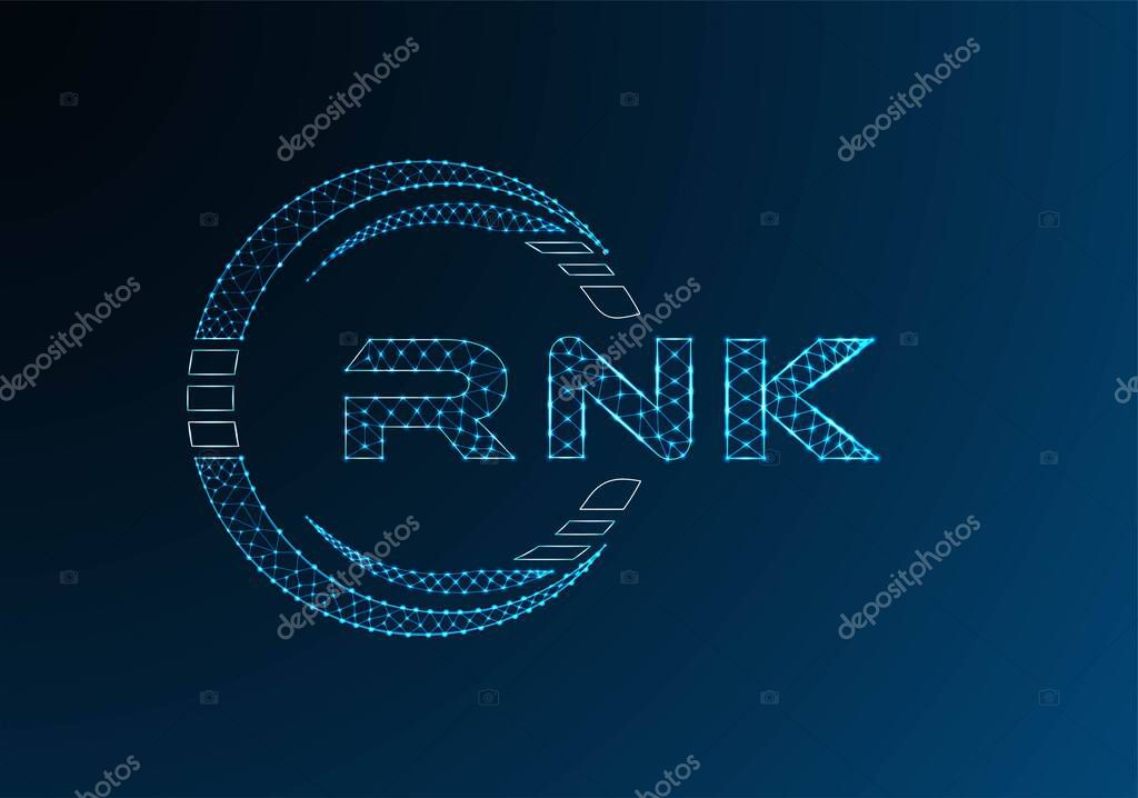 RNK low poly letter logo vector design. RNK lower poly logo design. Low poly logo.