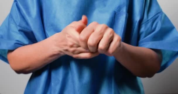 Female Nurse Sanitizing Her Hands Covid Outbreak Concept — Stock Video