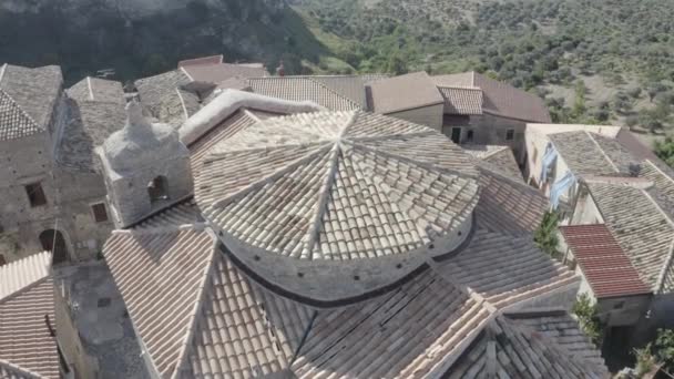 Drone Video Ciudad Gerace Calabria Edificios Arquitectura Catedral — Vídeos de Stock