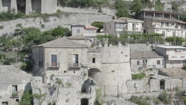 Drone Video Ciudad Gerace Calabria Edificios Arquitectura Hito — Vídeos de Stock