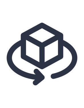 vector illustration of 3d, rotate, 360 icon