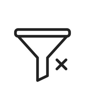 Web düğmesinin basit vektör simgesi, sil, hayır, filtre, huni