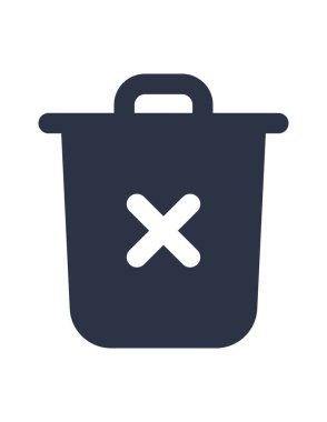 Web düğmesinin basit vektör simgesi, sil, kaldır, çöp, geri dönüşüm, çöp kutusu