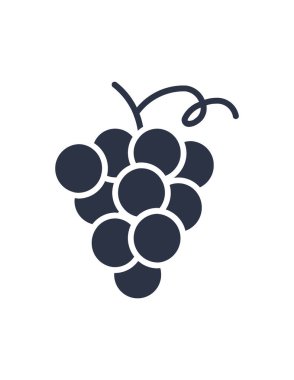 Beyaz arkaplanda izole edilmiş basit bir üzüm simgesi demeti. 