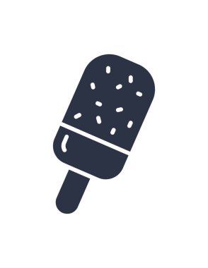 Dondurma simgesi beyaz arkaplanda izole edilmiş siyah stilde. 