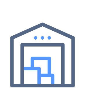 Depo, depo, depo ve garajın vektör çizimi