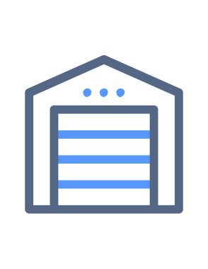 Depo, depo, depo ve garajın vektör çizimi