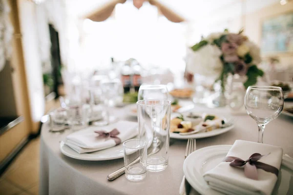Tisch Zum Abendessen Gedeckt Catering Service — Stockfoto