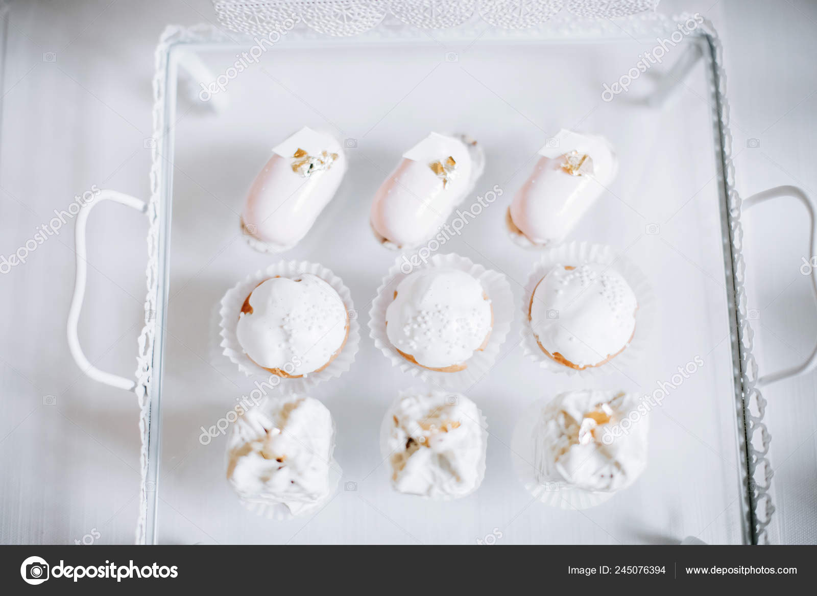 Wedding Reception Dessert Table Delicious Decorated White Cupcakes