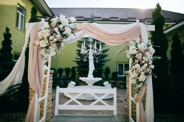 Beautiful Wedding Arch Candles Wedding Ceremony — Stock Photo, Image